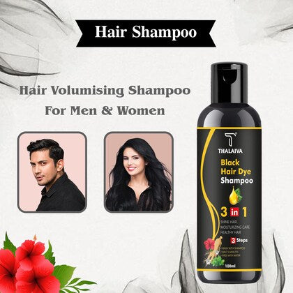 Unisex Instant Black Herbal Hair Dye Shampoo (3-in-1 Formula)