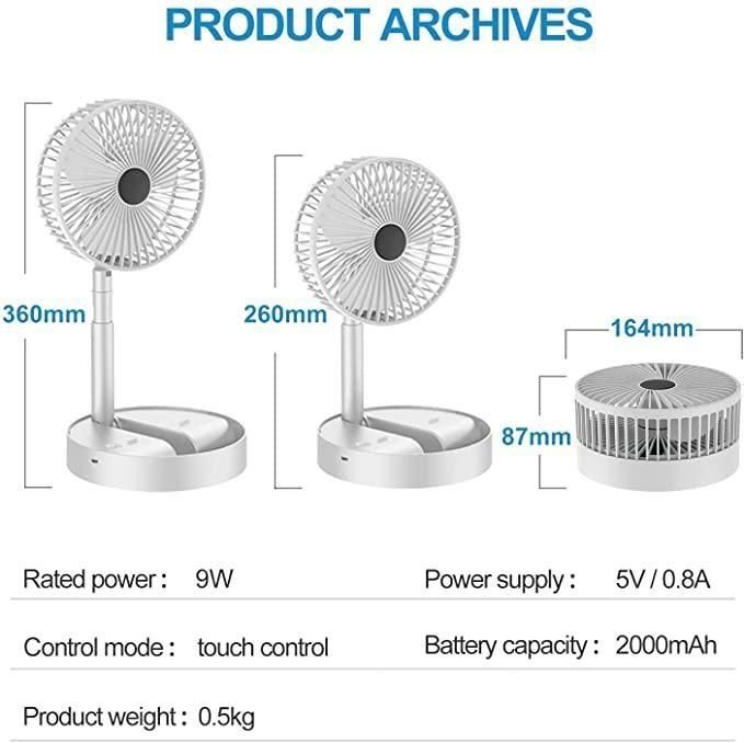 Powerful Rechargeable Adjustable AC DC Table Wall Fan