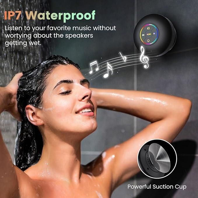 Large Suction Cup Waterproof Bluetooth Speaker with LED Lights