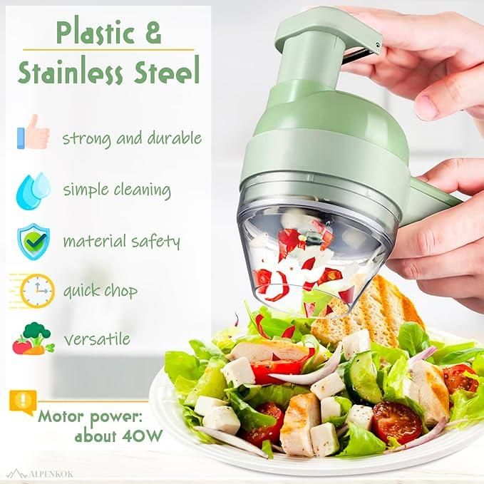4-in-1 Portable Electric Vegetable Cutter & Wireless Food Processor