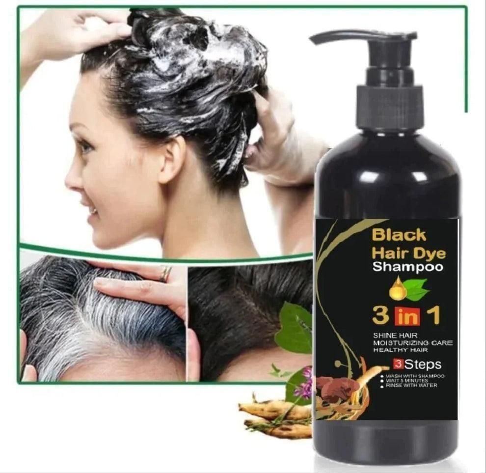 Unisex Instant Black Herbal Hair Dye Shampoo (3-in-1 Formula)