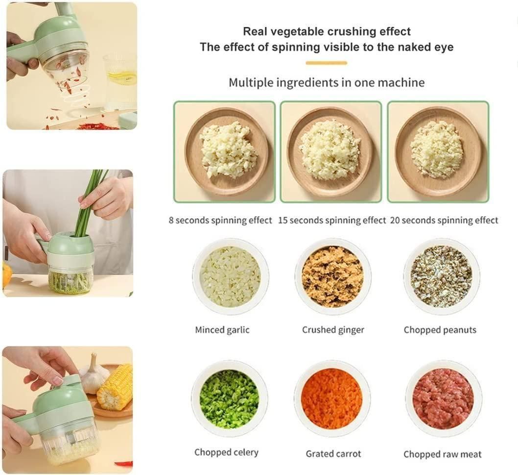 4-in-1 Portable Electric Vegetable Cutter & Wireless Food Processor