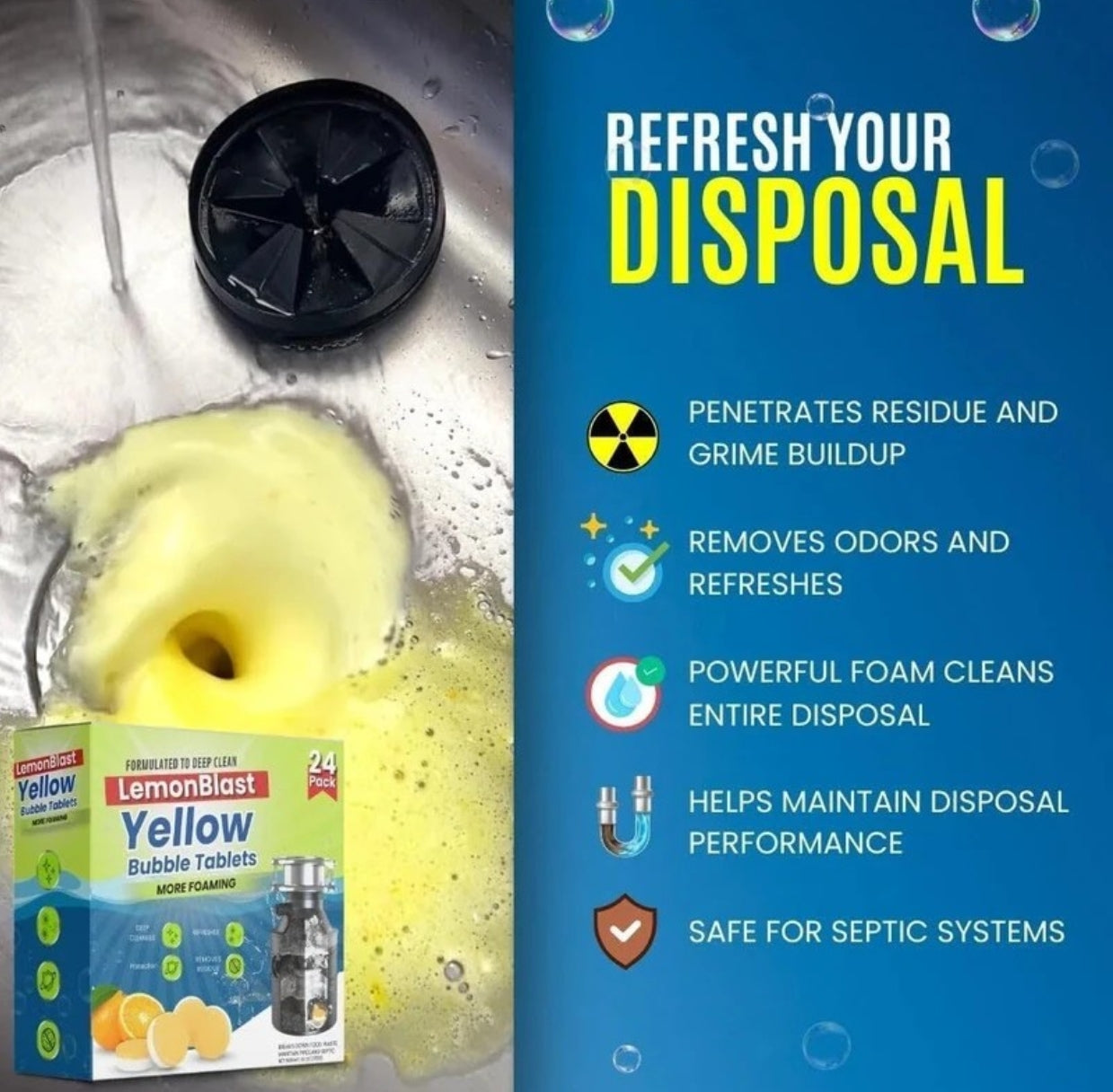 LemonBlast Yellow Bubble Tablets (24-Piece Pack)