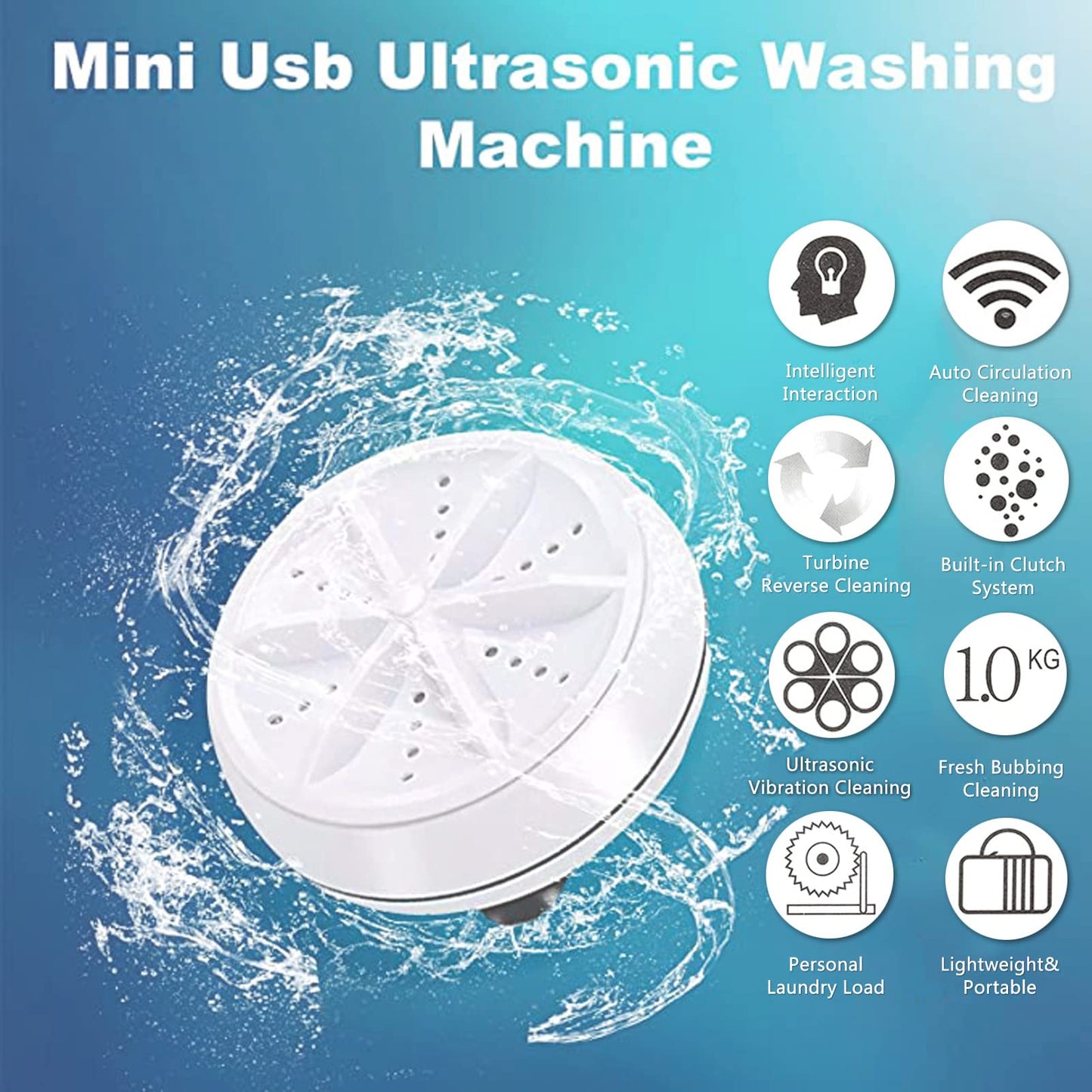 2-in-1 Mini Portable Rotating Ultrasonic Turbine Washer