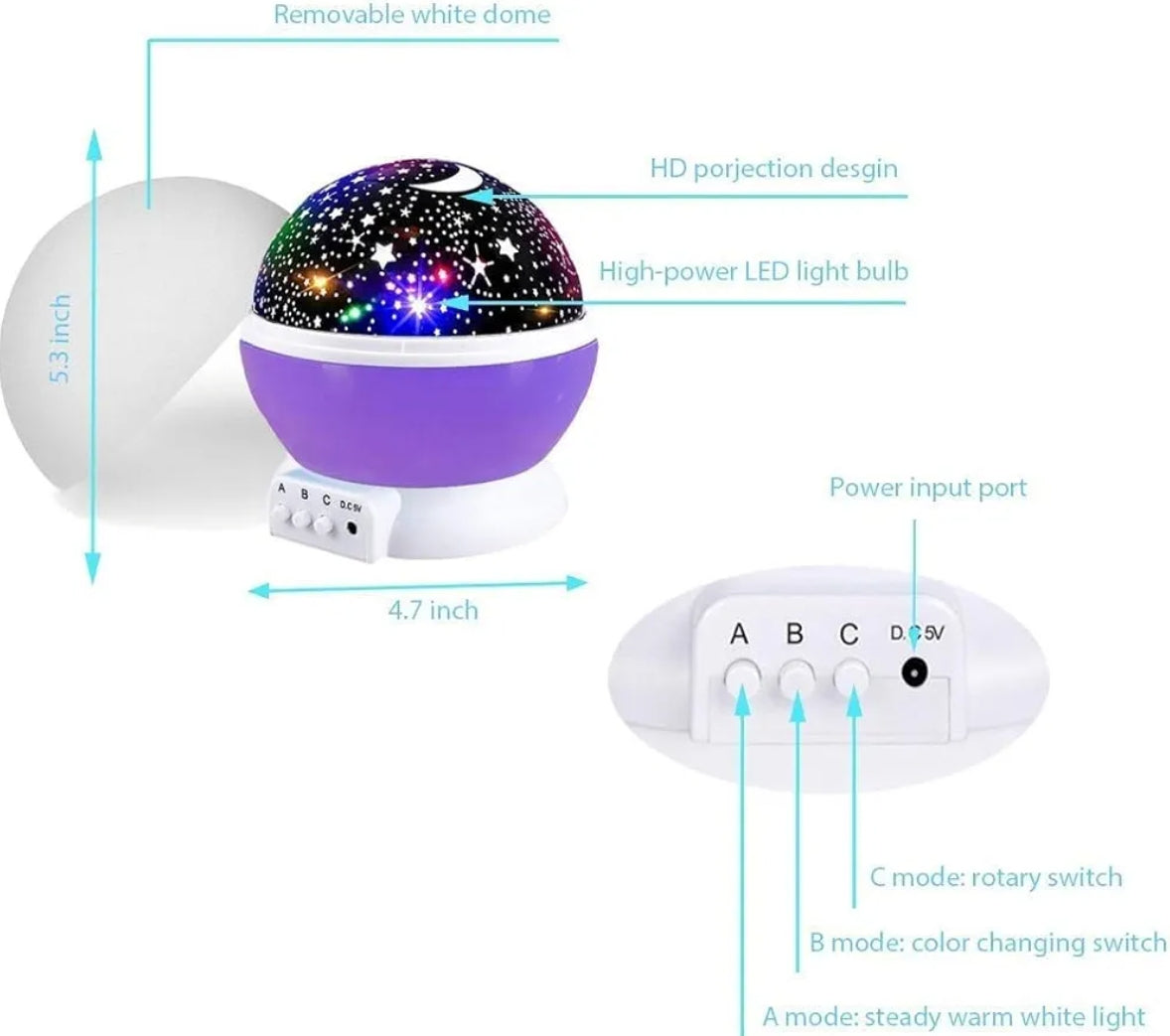 Star Master Rotating ³⁶⁰ Moon Night Light Lamp Projector